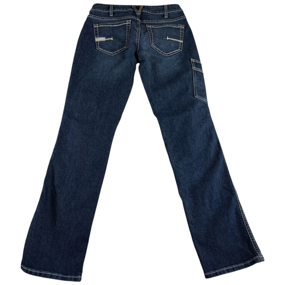 Ariat Rebar Carpenter Jeans Womens 28L Blue Denim Mid Rise Workwear Straight Leg - Picture 2 of 6